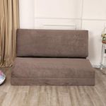 LOVMOC Fluffy Soft Bean Bag Sofa Bed, Extra Wider Fold Full Floor Mattress with Washable Soft Faux Fur Cover, Brown, Large Size