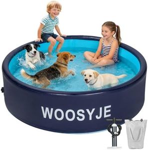 WOOSYJE Inflatable Dog Pool Foldable Swimming Pool Portable Bath Tub for Dog, Cat Indoor and Outdoor in Hot Summer Blue,63"x 14"