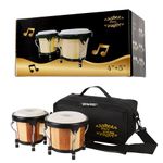 Glory Bongo Drums 4” and 5” Wood Percussion Instrument Bongos with bag and tuning Key,Double Color