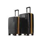 MOKOBARA Iconic Range The Set of 2 Yellow Black Luggage 58Cms + 69Cms Cabin & Medium Size German Makrolon Polycarbonate Hard Sided 8 Hinomoto Spinner Wheels Suitcase Trolley (Crypto Sunray)