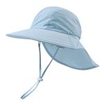 Zsedrut Toddler Summer Hat with Neck Flap Waterproof Kids Swim Hat Baby UV Protection Sun Hats Beach Cap for Boys Girls (Sky Blue, (44-48CM) 3M-12M)