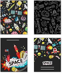 Wall Art Unframed Prints Giclee Art Paper Set of 4, 11x14 inch Space Artwork, Bathroom Decoration Nursery Room Galaxy Universe Astronomy Cool Rocket Inspirational Cartoon for Kids Paintings