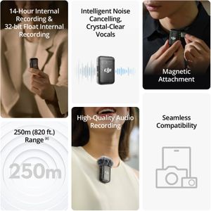 DJI Mic 2 Wireless Microphone – Dual Channel, Portable Audio