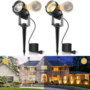 LOHAS Landscape Spot Lights Outdoor, 5W Dusk to Dawn Outdoor Lighting, LED Spotlights for Yard, 120V 450LM Outside Lights for House, 9.84-ft Cord, IP66 Waterproof 3000K, UL Listed 2 Pack