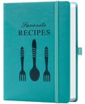 Blank Recipe Book to Write Your Own Recipes – Room for 124 Recipes, Hardcover, 120 Gsm Thick Paper, Family Cookbook Journal Notebook, Size A5(5.4" × 8.5") - Turquoise