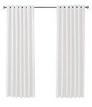 Olivia Rocco Dim Out Eyelet Curtains Black Out 50% Thermal Ring Top Curtain Pair Window Treatment Living Room Bedroom, 66" (Width) x 54" (Drop) White