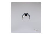 Schneider Electric Ultimate Screwless Flat Plate - Single Rotary 2 Way Dimmer Light Switch, Main and Low Voltage, 400W/VA, GU6412CPC, Polished Chrome
