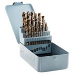 Rennie Tool Company 1-13mm HSS Cobalt Drill Bit Sets With Metal Case - Drill Bits Set of 25 Pieces for Stainless Steel, Aluminium, Hards Metals, Cast Iron, Plastic & Wood