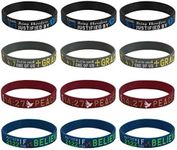 kilofly 4pcs Christian Religious Scripture Bible Verse Rubber Bracelet Wristband