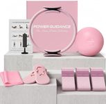 POWER GUIDANCE Pilates Kit for Home Workouts - Pilates Ring and Ball Set with Woven Resistance Bands, Long Pilates Band and More- Complete Home Pilates Starter Kit for Women (Parfait Pink)