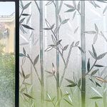 Window Privacy Film Bamboo Patten Frosted Glass Films, Self-Adhesive Static Cling Window Stickers, Anti-UV, Heat Insulation for Living Room Kitchen Patio Doors (17.5 x78.7Inch)