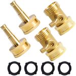 Hourleey 2 Set Heavy Duty Brass Hose Nozzle, Pressure Jet Nozzle with Hose Shutoff Valve, 3/4" GHT Nozzles for Garden Hose, Car Wash, Extra 4 Rubber Washers