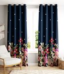 Ultimate Trends 270 GSM Premium Room Darkening Curtains with Tie Back and Diamond Eyelets Set of 2 Panels (9 L x 4 W Feet, Navy Blue)