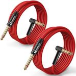 ANNNWZZD Guitar Cable, 1/4 Instrument Cable 6.35mm Jack Nylon Braided Audio Cord for Electric Guitar, Bass, Amp, Keyboard 15ft/5m 2 Pack