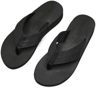 MEGNYA Wadable Yoga Mat Sandals for Women with Arch Support, Rebound Cushioning Walking Flip-Flops for Outdoor Beach, Non Slip Arch Support Seaside Sandals Cushioned Black Size 8