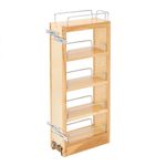 Rev-A-Shelf 5" Pull Out Storage Organizer for Wall Kitchen Cabinets, Sliding Adjustable Shelves for Spice Rack or Cans, Wood & Chrome, 448-WC-5C