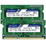 Timetec 8GB KIT(2x4GB) DDR3L / DDR3 1600MHz PC3L-12800 / PC3-12800 Non-ECC Unbuffered 1.35V / 1.5V CL11 1Rx8 Single Rank 204 Pin SODIMM Laptop Notebook PC Computer Memory RAM Module Upgrade