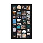 Adeco [PF9105 Decorative Black Wood Wall Hanging Collage Picture Photo Frame, 29 Openings, Various Sizes Between 3.25x2.75 and 4.5x4; Square, Circular, Oval and Rectangular Openings