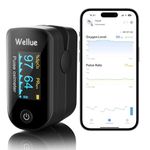 Pulse Oximeter, Bluetooth Finger Clip Oximeter, Blood Oxygen Saturation Meter, Portable Fingertip Oxygen SPO2 Level Health Monitor, Black