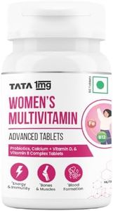 Tata 1mg Women's Multivitamin Veg Tablet with Zinc, Vitamin C, Calcium, Vitamin D and Iron, Support Health Protection, Bones & Overall Health (Pack Of 60 Tablets)