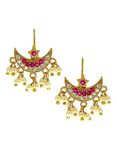 Vama Fashions Half Moon Or Peacock Shape Maharashtrian Traditional Press on Bugadi Upper Ear Clip on Earrings for Women & Girls (Chandrakor Pink)