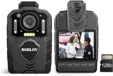 BOBLOV KJ25 Body Camera 128GB, Built-in 3000mAh Large Battery for 13 Hours Video Shooting 1080P Body Cam with Audio, Night Vision Body Worn Camera with Pre/Post-Recording, for Law Enforcement