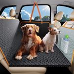 oneisall Back Seat Extender for Dogs, Hard Bottom Dog Car Seat Cover for Back Seat with Non-Slip Sponge, Waterproof & Machine Washable, for SUVs, Sedans, Small Pickup Trucks