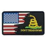Don't Tread On Me Patch USA Flag Patch Military Patches Funny Tactical Morale Badge Patch USA Flag PVC Patch 3.54" x 1.97" Sized（Black）