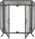 Fireplace Screen 3 Panel Extra Large with Magnetic Doors，Nouetele fire Place Screen Stand Alone for Living Room and Outdoor Fireplace Use