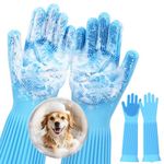 Pecute Pet Grooming Gloves, Heat Resistant Cat Bathing Gloves with High-Density Teeth, Silicone Dog Bathing Gloves with Enhanced Five Finger Design, Bathing and Massaging for Dogs and Cats