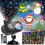 COOLWUFAN Halloween Christmas Projector Lights Outdoor, 2-in-1 Moving Patterns Landscape Lights 30 HD Effects (3D Ocean Wave & Patterns) Projection Light for Xmas Halloween Party Garden Decorations