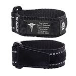 LinnaLove Sport Medical Alert Bracelets with Reflective Strip Black Nylon Medical id Bracelets for Men Adjustable 6.5-8.5 inches(Black-Customize)