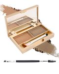 Eyebrow Powder Kit-2 Color Soft Eye Brow Tinted Powder Palette,Waterproof Longlasting Light Brown/Coffee Brow Filler, Professional Eyebrow Contour Makeup for Women with Mirror Brow Brush-Set 02