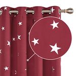 Deconovo Christmas Curtains Super Soft Thermal Insulated Star Foil Printed Eyelet Blackout Curtains for Bedroom 46 x 54 Inch Red 2 Panels