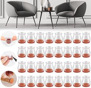 Violibar 32PCS Upgraded Silicone Chair Leg Floor Protectors for Hardwood Floors, Furniture Sliders Legs, Felt Bottom Pads, Anti-Slip Round&Square Cap Covers to Scratch and Reduce Noise