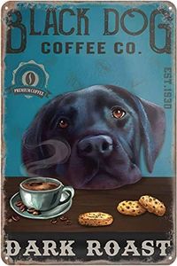 Black Lab Decor Retro Black Dog Coffee Co Dark Roast Metal Poster Vintage Labrador Retriever Gifts For Dog Lovers Kitchen Cafe Bar 8x12 Inch