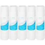 Lafiucy 20 Micron 10" x 2.5" String Wound Sediment Water Filter Cartridge,5 Pack,Whole House Sediment Filtration, Universal Replacement for Most 10 inch RO Unit