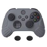 eXtremeRate PlayVital Guardian Edition Gray Ergonomic Soft Anti-Slip Controller Silicone Case Cover for Xbox Series X/S, Rubber Protector Skins with Joystick Caps for Xbox Core Wireless Controller