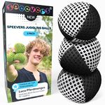 Xballs Juggling Balls Professional Set of 3 120g - 14 Beautiful Colors Available - Juggle Balls for Kids Beginners, Adults - 2 Layers of Net 4 Panels Carry Case (Black - White)