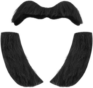 EMORBALS Fake Beard, Black Fake Mustache，Self-Adhesive Beard Costume for Teens and Adults(Black)