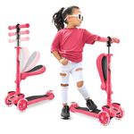 Hurtle Kids Scooter, 3 Wheel Scooter for Kids, Foldable Kick Scooter for Child & Toddlers Ages 3-12, Adjustable Height and LED Light Up Wheels