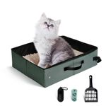 LIOOPET Portable Litter Box, Leak-Proof Travel Litter Box for Cat, Collapsible Cat Litter Box 16x12x4.3inches Great for Travel Hotel Stays and Road Trip (Olive Gray, Medium)