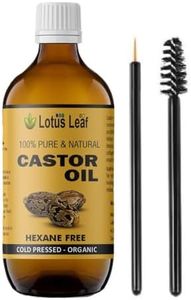 Lotus Leaf 200 ML Organic Castor Oil, Cold-Pressed,(GLASS BOTTLE) Hexane Free, Castor oil for Hair Growth, Eyebrows, Eyelashes and Protects Dry Skin, Unrefined, 100% Natural