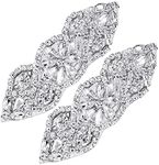 2 Pieces Rhinestone Applique 2 Pack Rhinestone Applique Rhinestone Iron on Patch Wedding Appliques for Bridal Wedding Dress Decoration or Headpieces Garters(Silver)