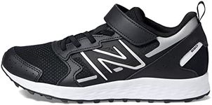 New Balance Kid's 650 V1 Alt Closure Running Shoe, Black/Metallic Silver, 1 W US