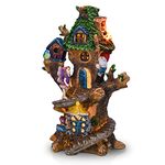TERESA'S COLLECTIONS Garden Ornaments Outdoor, Large Tree Gnome Fairy House and Lovely Gnomes, Waterproof Resin Ornaments, Garden Decorations Gfits 32.5CM