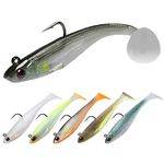 TRUSCEND Power Soft Fishing Lures Pre-Rigged BKK Hook, Japan Formula, Slow Sinking, Swimming, Jerking, Freshwater or Saltwater Swimmer for Bass Trout Pike Fishing, B-2.8in,6PCS