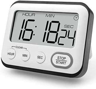 Timer da cucina Sveglia multifunzionale con ampio display LCD a grandi cifre, Digitale Contaminuti da Cucina Cronometro Digitale con Funzione Orologio