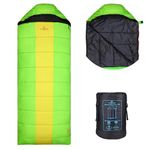 Hacer HC-1500 3in1 Camping Sleeping Bag Open Comforter & Mattress +2 Degree Winter 210T Polyester Lining Hiking Trekking for Baby, Adults Men & Women (7ft, Parrot Green & Black, 2°C to +5°C, 1.6kg)