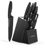 Knife Set with Block, Kitchen Knife Sets 8 Piece with Sharpener, Kitchen Knives for Chopping, Slicing, Dicing Cutting by Homaz